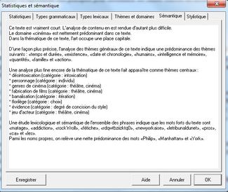 Cordial Pro 20 : Statistiques et sémantiques - Sémantique