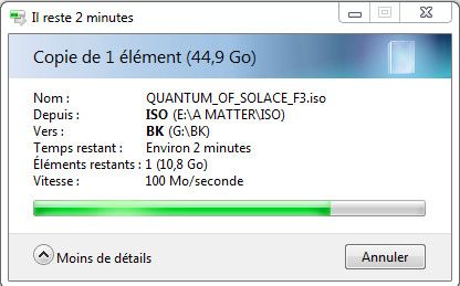Copie d'un fichier .iso de 45Go : Transfert de 100 Mo/s