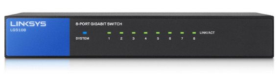 L'avant du commutateur Linksys LGS108