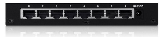 L'arrière du commutateur Linksys LGS108